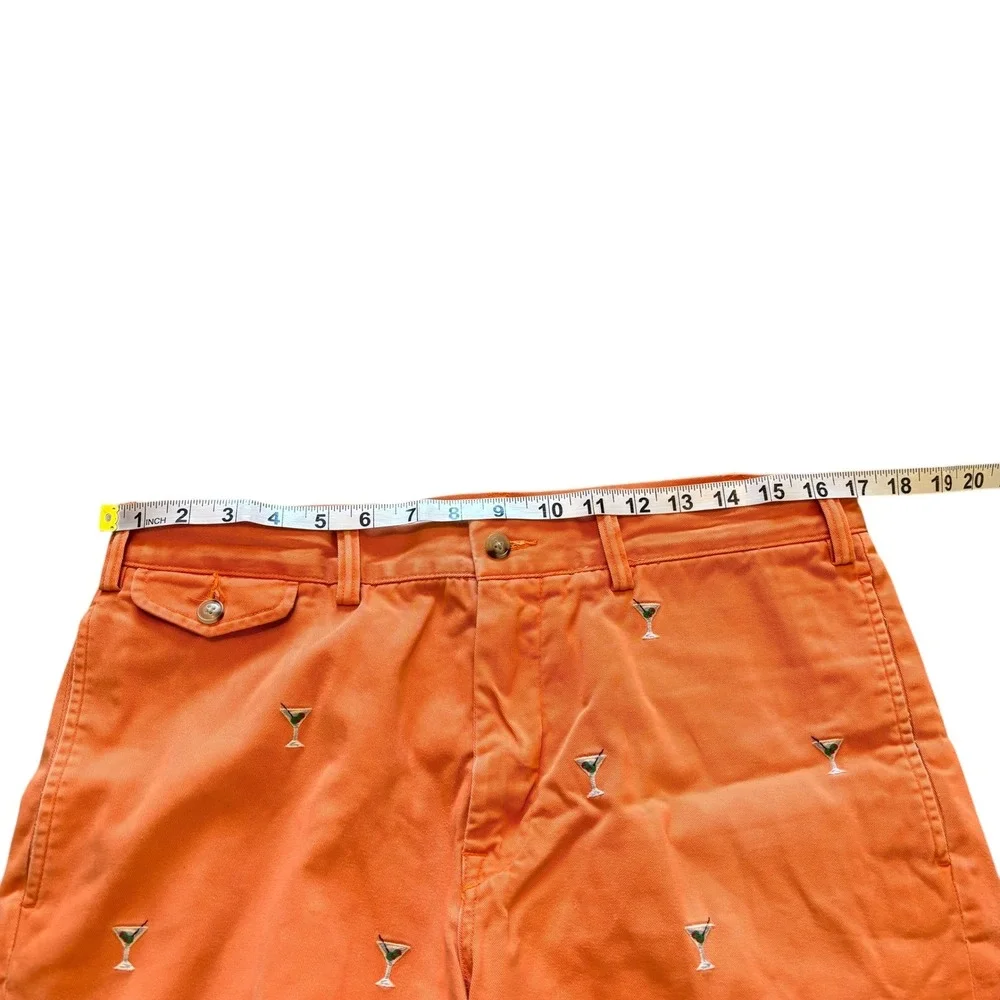 Polo Ralph Lauren Mens Orange Martini Glass Embroidered Classic Fit Shorts 34x9 - Picture 10 of 12